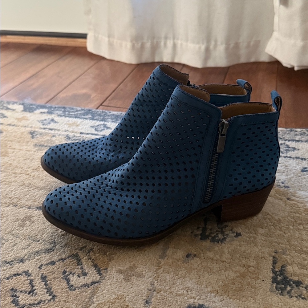 Blue Lucky Brand Perforated Ankle Boots